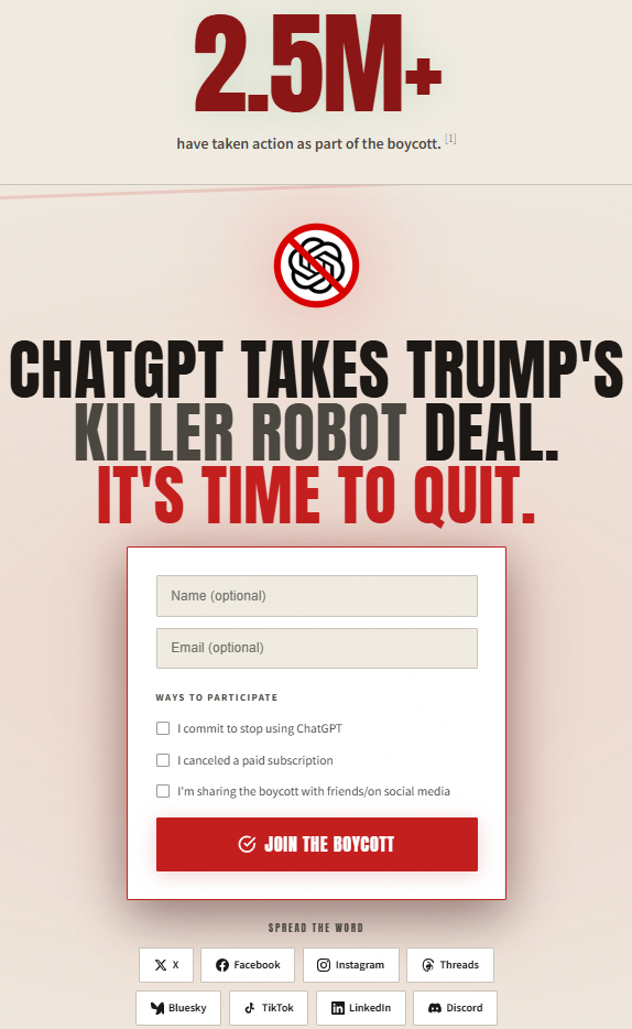 Quit ChatGPT: Right now! Your subscription is bankrolling authoritarianism